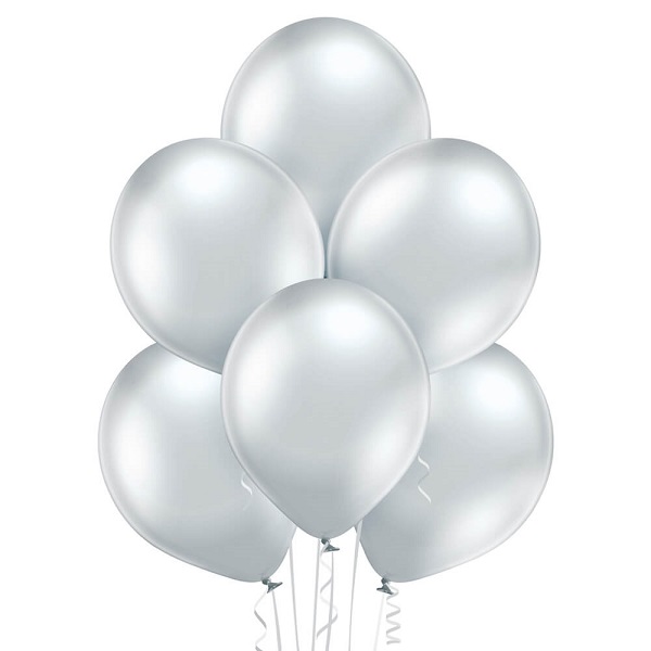 Sidabriniai chromo helio balionai vakarėliams