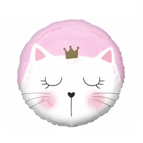 Rožinis helio balionas „Baltas katinėlis“