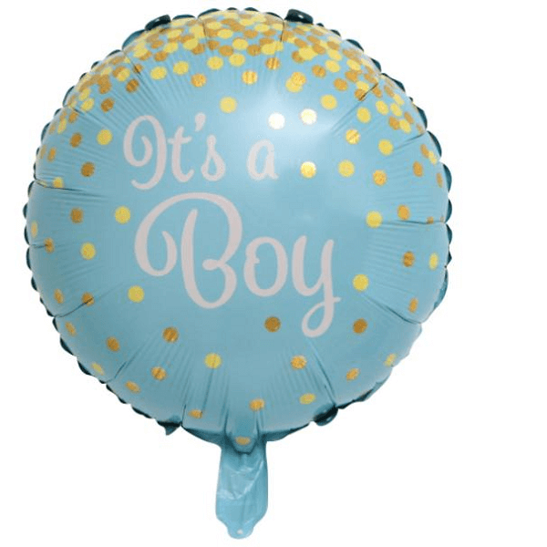 Žydros spalvos apvalus helio balionas „It's a boy“